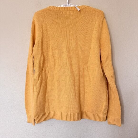 Womens Studio Works 100% Cotton Yellow Crew Sweater Size Large Knit - Picture 7 of 7